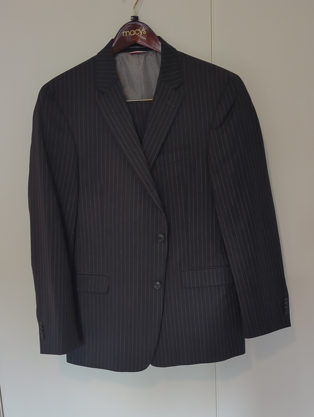 Tommy Hilfiger Men's Black Pinstripe Suit Jacket